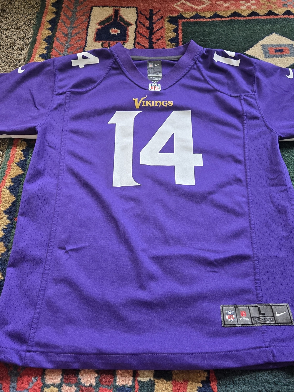 Nike NFL Vikings Stefon Diggs #14 Youth Large Jersey Purple On Field